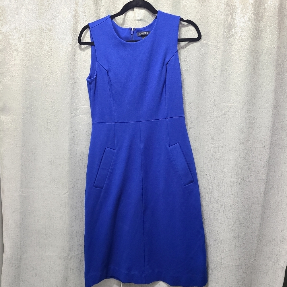 Lands' End Blue‎ Sheath Dress Size 4 Pockets